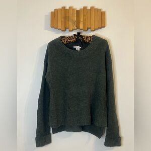 Boatneck Cropped Fuzzy Sweater